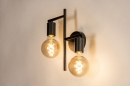 Foto 74537-8: Minimalistische wandlamp zwart met twee fittingen voor twee fittinglampen