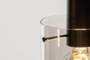 Foto 74545-10: Zwarte hanglamp met drie glazen van rookglas 