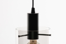 Foto 74545-11: Zwarte hanglamp met drie glazen van rookglas 