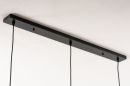 Foto 74545-12: Zwarte hanglamp met drie glazen van rookglas 