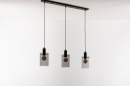 Foto 74545-4: Zwarte hanglamp met drie glazen van rookglas 