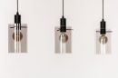 Foto 74545-7: Zwarte hanglamp met drie glazen van rookglas 