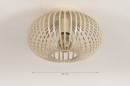 Foto 74559-1 maatindicatie: Opengewerkte, beige, zandkleurige plafondlamp gemaakt van gietijzer, geschikt voor vervangbaar led.
