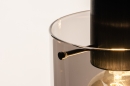 Foto 74576-12: Moderne hoogwaardige zwarte hanglamp met Rookglas 
