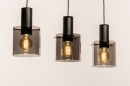 Foto 74576-2: Moderne hoogwaardige zwarte hanglamp met Rookglas 