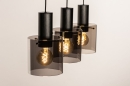 Foto 74576-3: Moderne hoogwaardige zwarte hanglamp met Rookglas 