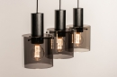 Foto 74576-4: Moderne hoogwaardige zwarte hanglamp met Rookglas 