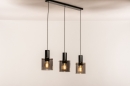 Foto 74576-5: Moderne hoogwaardige zwarte hanglamp met Rookglas 