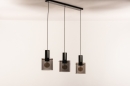 Foto 74576-6: Moderne hoogwaardige zwarte hanglamp met Rookglas 
