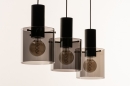 Foto 74576-7: Moderne hoogwaardige zwarte hanglamp met Rookglas 