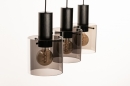 Foto 74576-8: Moderne hoogwaardige zwarte hanglamp met Rookglas 
