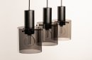 Foto 74576-9: Moderne hoogwaardige zwarte hanglamp met Rookglas 