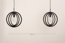 Foto 74597-1 maatindicatie: Trendy speelse zwarte hanglamp met platte cirkels