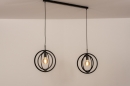 Foto 74597-2 anders: Trendy speelse zwarte hanglamp met platte cirkels