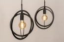 Foto 74597-4 anders: Trendy speelse zwarte hanglamp met platte cirkels