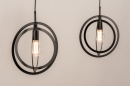 Foto 74597-5 anders: Trendy speelse zwarte hanglamp met platte cirkels