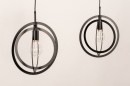 Foto 74597-6 anders: Trendy speelse zwarte hanglamp met platte cirkels