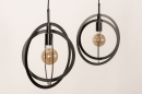 Foto 74597-7 anders: Trendy speelse zwarte hanglamp met platte cirkels