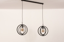 Foto 74597-8 anders: Trendy speelse zwarte hanglamp met platte cirkels