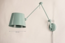 Foto 74625-1 maatindicatie: Groene verstelbare wandlamp met knikarm en lang snoer
