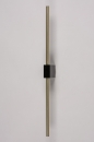 Foto 74629-9: Strakke led wandlamp in simplistisch design in zwart met messing met ingebouwd led