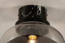 Foto 74638-3 detailfoto: Plafondlamp van rookglas en zwart marmer.