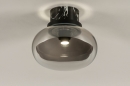 Foto 74638-6 detailfoto: Plafondlamp van rookglas en zwart marmer.