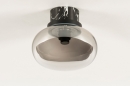 Foto 74638-7 detailfoto: Plafondlamp van rookglas en zwart marmer.