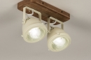 Foto 74657-2: Ländliche Deckenlampe mit Holz und weißen Spots