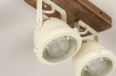 Foto 74657-8: Landelijke plafondlamp met hout en witte spots