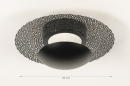 Plafondlamp 74660: modern, eigentijds klassiek, metaal, zwart #1