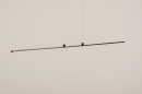 Foto 74664-3 schuinaanzicht: Zwarte led strip hanglamp dimbaar zonder dimmer