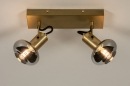 Foto 74669-4 onderaanzicht: Dubbele plafondspot in goud met kappen van rookglas