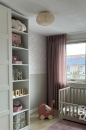 Foto 74685-11 sfeerfoto_uit: Luxe beige lampion lamp van stof voor aan het plafond