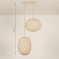 Foto 74687-17: Dubbele hanglamp in japandi stijl met twee lampionnen van beige stof