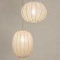 Foto 74687-4 vooraanzicht: Dubbele hanglamp in japandi stijl met twee lampionnen van beige stof