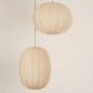 Foto 74687-6 vooraanzicht: Dubbele hanglamp in japandi stijl met twee lampionnen van beige stof