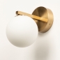 Foto 74691-6: Art deco wandlamp in messing met witte bol van glas, ook voor in de badkamer