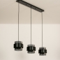 Foto 74709-7: Zwarte 3-lichts hanglamp met kokers van rookglas