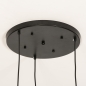 Foto 74712-13: Zwarte hanglamp met drie kokers van rookglas aan een ronde plafondplaat