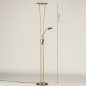 Foto 74733-1 maatindicatie: Led uplighter met leeslamp in het goud/messing en is dimbaar