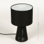 Foto 74737-1: Schwarze Tischlampe mit Sockel aus schwarzem geflochtenem Seil und rundem Stoffschirm