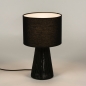 Foto 74737-3: Schwarze Tischlampe mit Sockel aus schwarzem geflochtenem Seil und rundem Stoffschirm