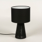 Foto 74737-4: Schwarze Tischlampe mit Sockel aus schwarzem geflochtenem Seil und rundem Stoffschirm