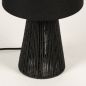 Foto 74737-7: Schwarze Tischlampe mit Sockel aus schwarzem geflochtenem Seil und rundem Stoffschirm