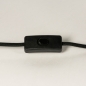 Foto 74737-8: Schwarze Tischlampe mit Sockel aus schwarzem geflochtenem Seil und rundem Stoffschirm