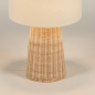 Foto 74740-6: Rattan Tischlampe mit rundem weißem Stoffschirm