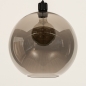 Foto 74795-6 onderaanzicht: Zwarte hanglamp met bol van rookglas en prachtige zwarte fitting met mesh patroon