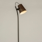Foto 74811-4 schuinaanzicht: Moderne vloerlamp in koffiekleur bruin met verstelbare kap van metaal met hout look