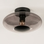 Foto 74819-4 onderaanzicht: Luxe plafondlamp van rookglas met zwarte plafondplaat